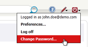 Change Password menu item Change Password menu item