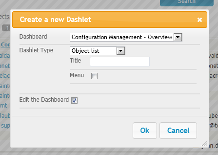 Add To Dashboard Dialog