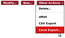 the "Excel Export" Action