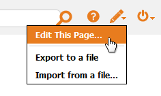 Dashboard popup menu Dashboard popup menu