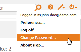 Change Password menu item Change Password menu item