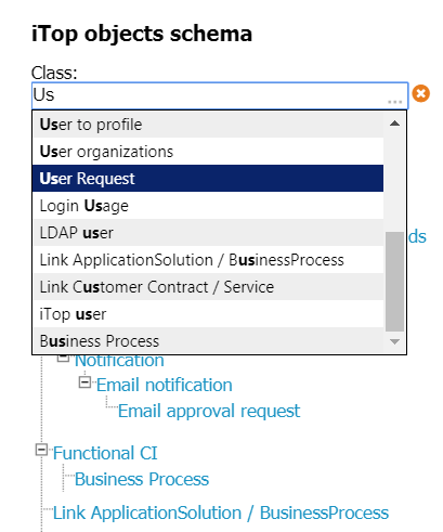 iTop Data Model viewer class tree view filter