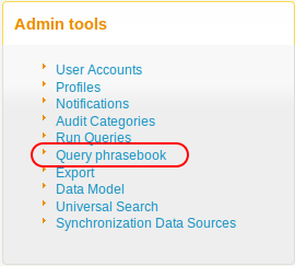 The Query phrasebook menu