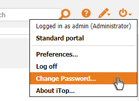 Change Password menu item Change Password menu item
