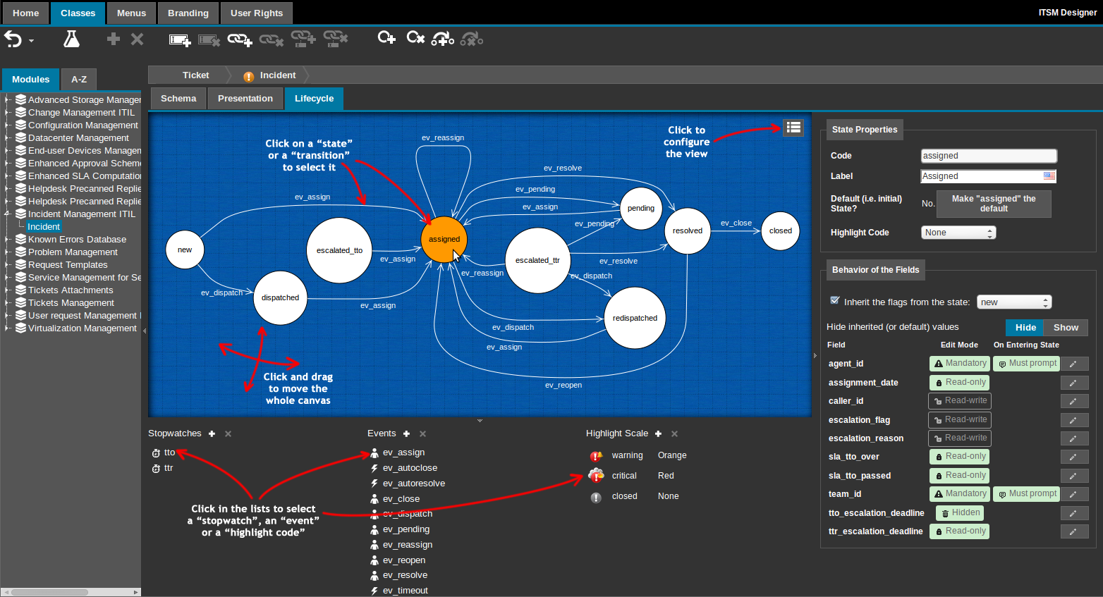 Lifecycle tab on a class