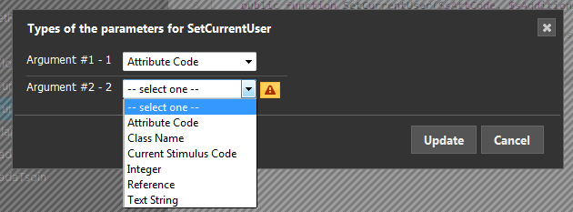 Parameters type dialog