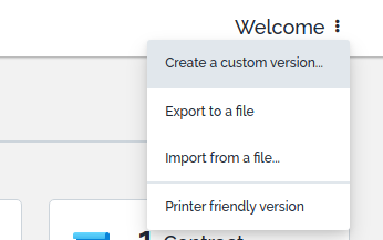 Dashboard popup menu Dashboard popup menu