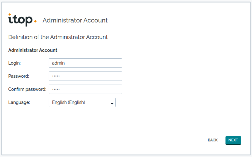 Step 5: Admin account