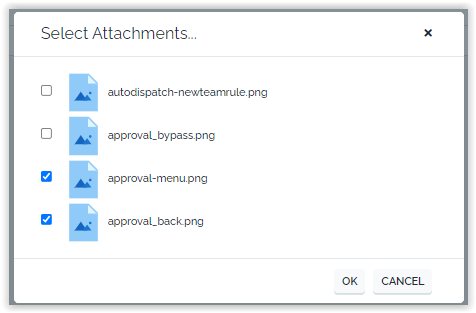 Attachments selection Attachments selection