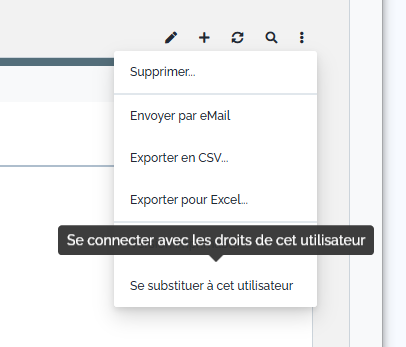 Menu: Se subtituer à l'utilisateur