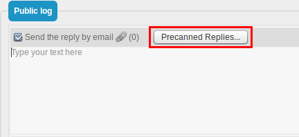 Precanned Replies button
