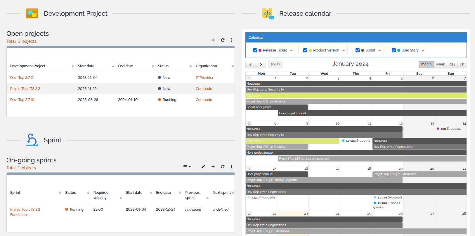 Release calendar