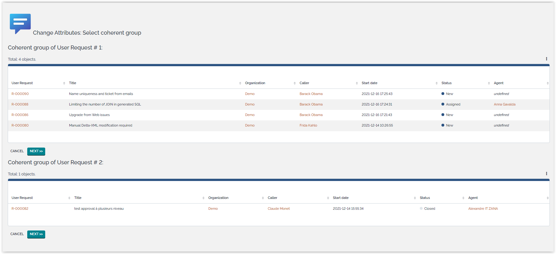 Tickets are grouped by coherency Tickets are grouped by coherency