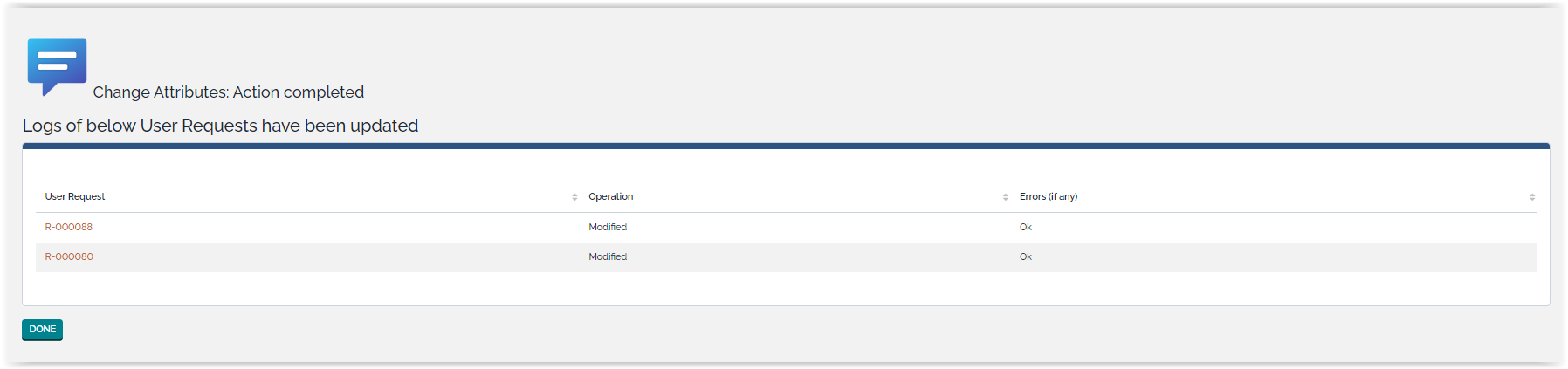 Changes have been applied Changes have been applied