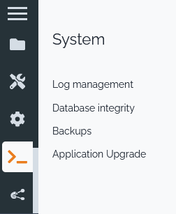 Backup menu Backup menu