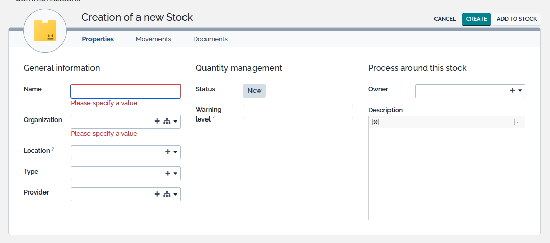  New stock element 