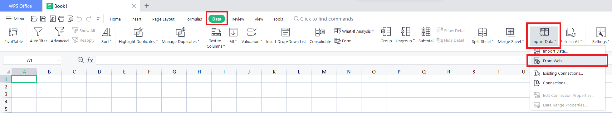 WPS Office webquery menu WPS Office webquery menu