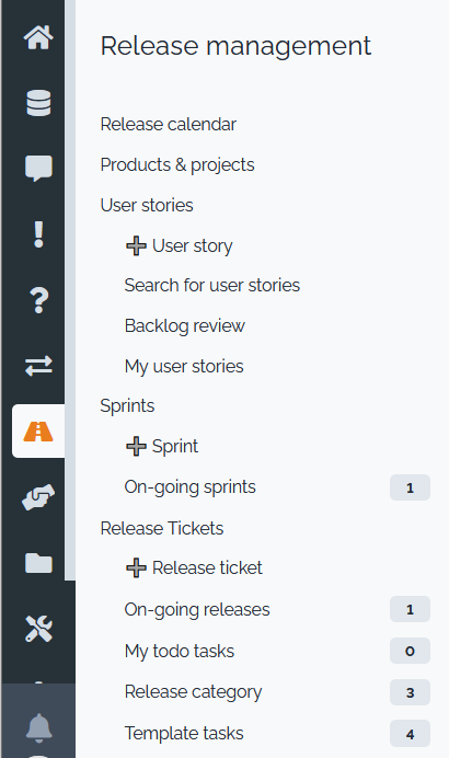 Release Management Menu Release Management Menu