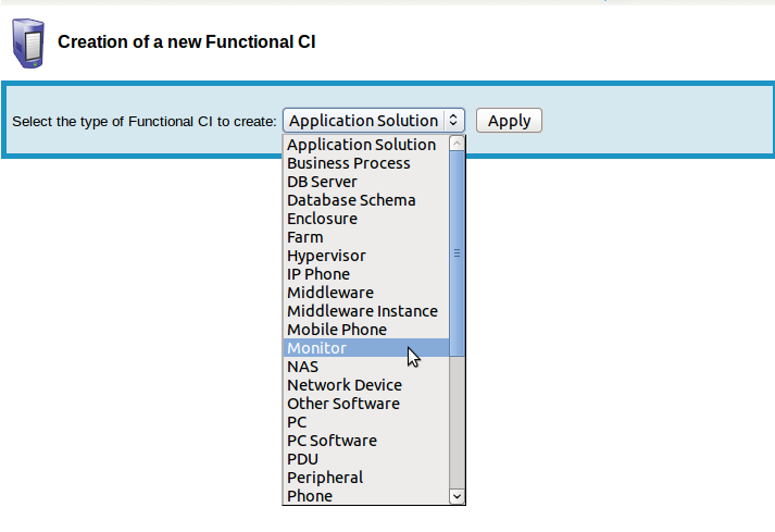 New Monitor menu New Monitor menu