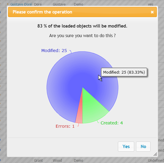 CSV Import confirmation dialog CSV Import confirmation dialog