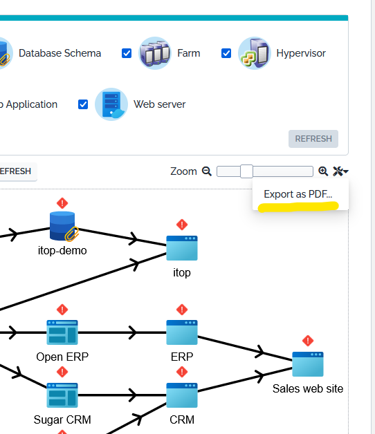 Export as PDF menu Export as PDF menu