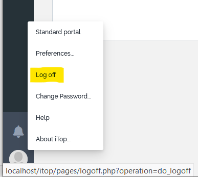 Log-off menu Log-off menu