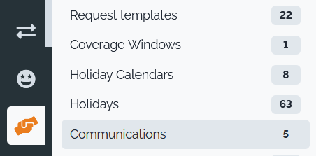 "Communications" menu "Communications" menu