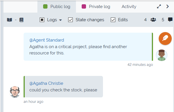 Mention someone in a log Mention someone in a log