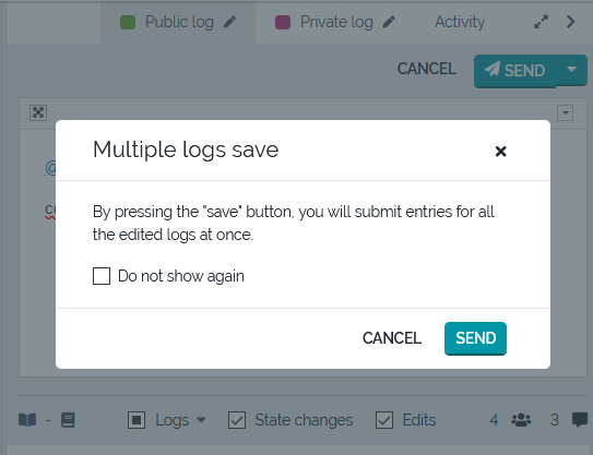 Multi logs update confirmation Multi logs update confirmation