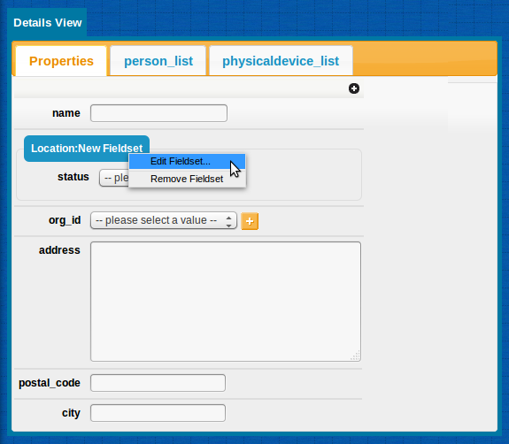 Editing or removing a fieldset Editing or removing a fieldset