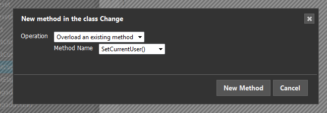New method dialog New method dialog