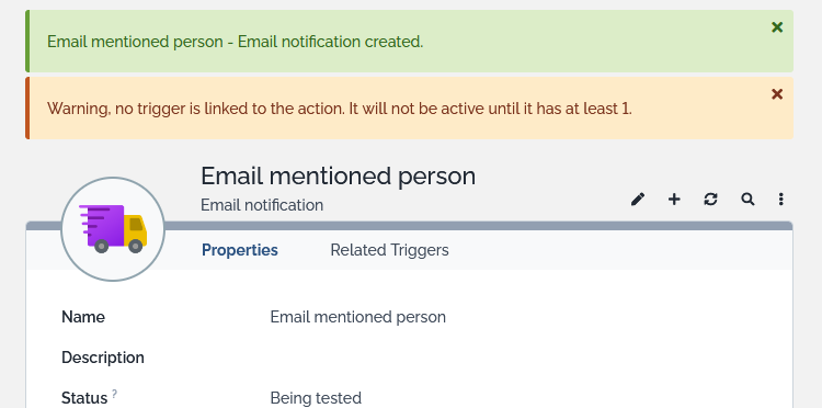 Warning missing trigger Warning missing trigger