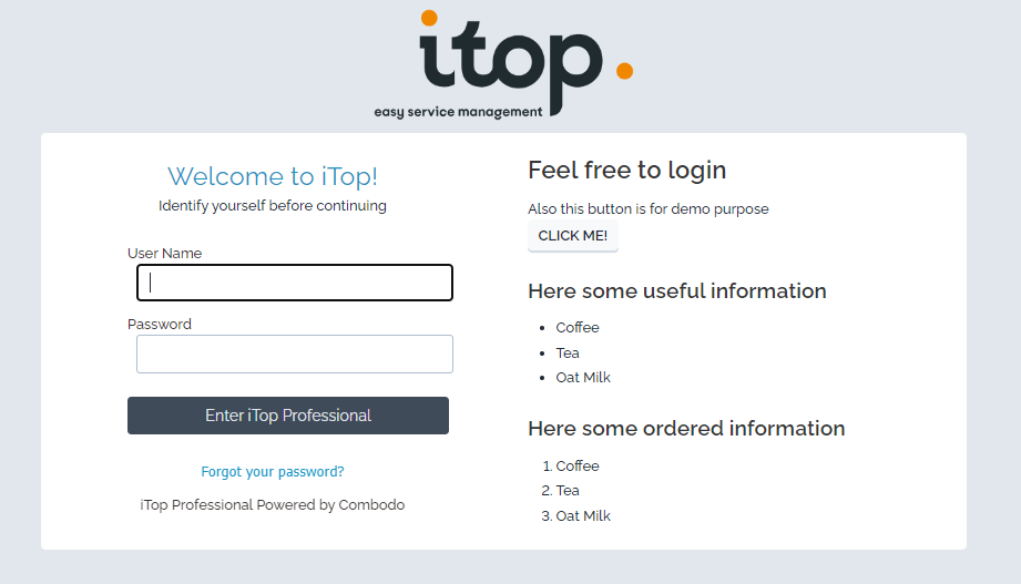 Default login page Default login page