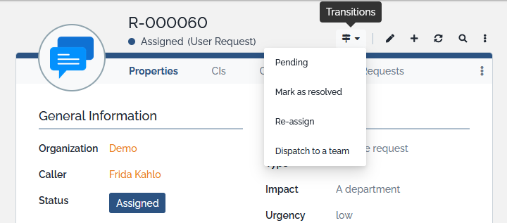 Menu for Ticket Specific Actions Menu for Ticket Specific Actions