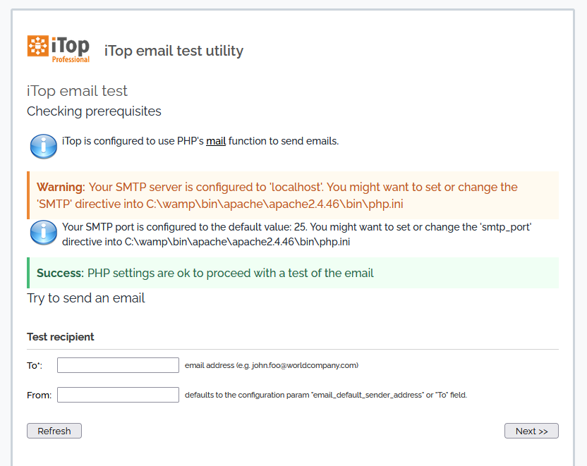 Email sending test page Email sending test page