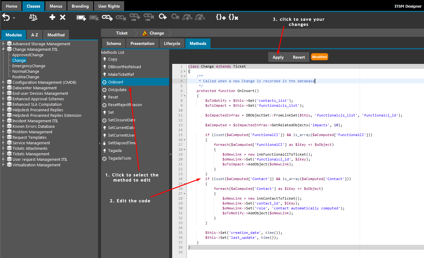 The "Methods" tab The "Methods" tab