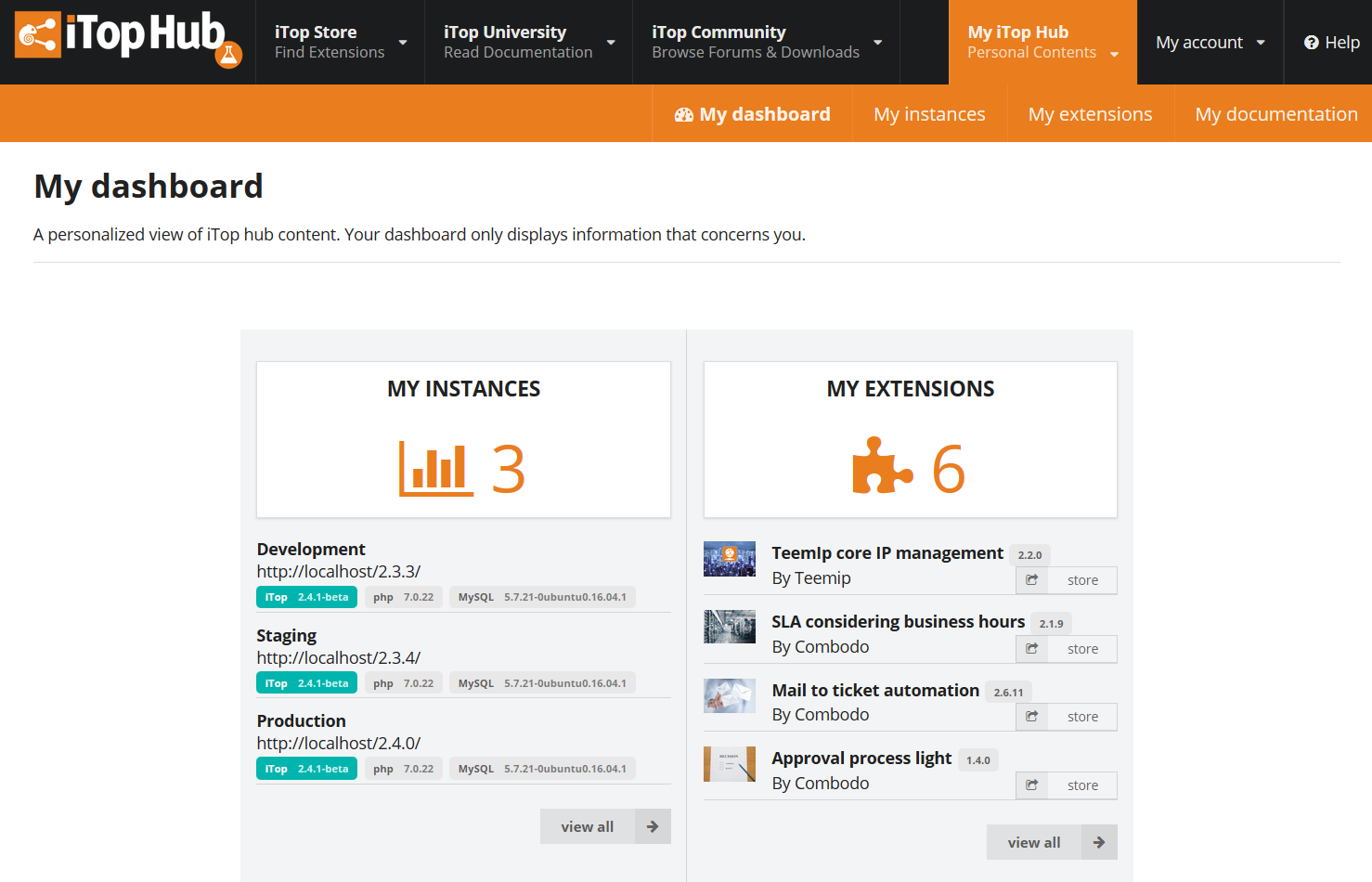 iTop Hub Dashboard iTop Hub Dashboard