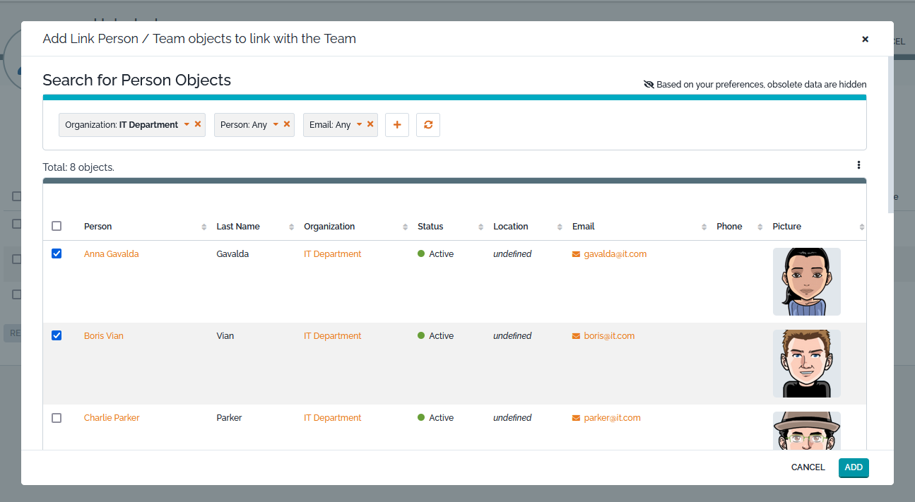 Adding Persons to a Team Adding Persons to a Team