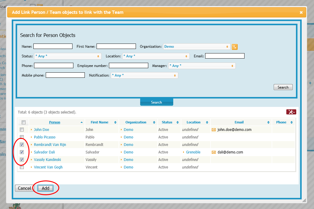 Adding Persons to a Team Adding Persons to a Team