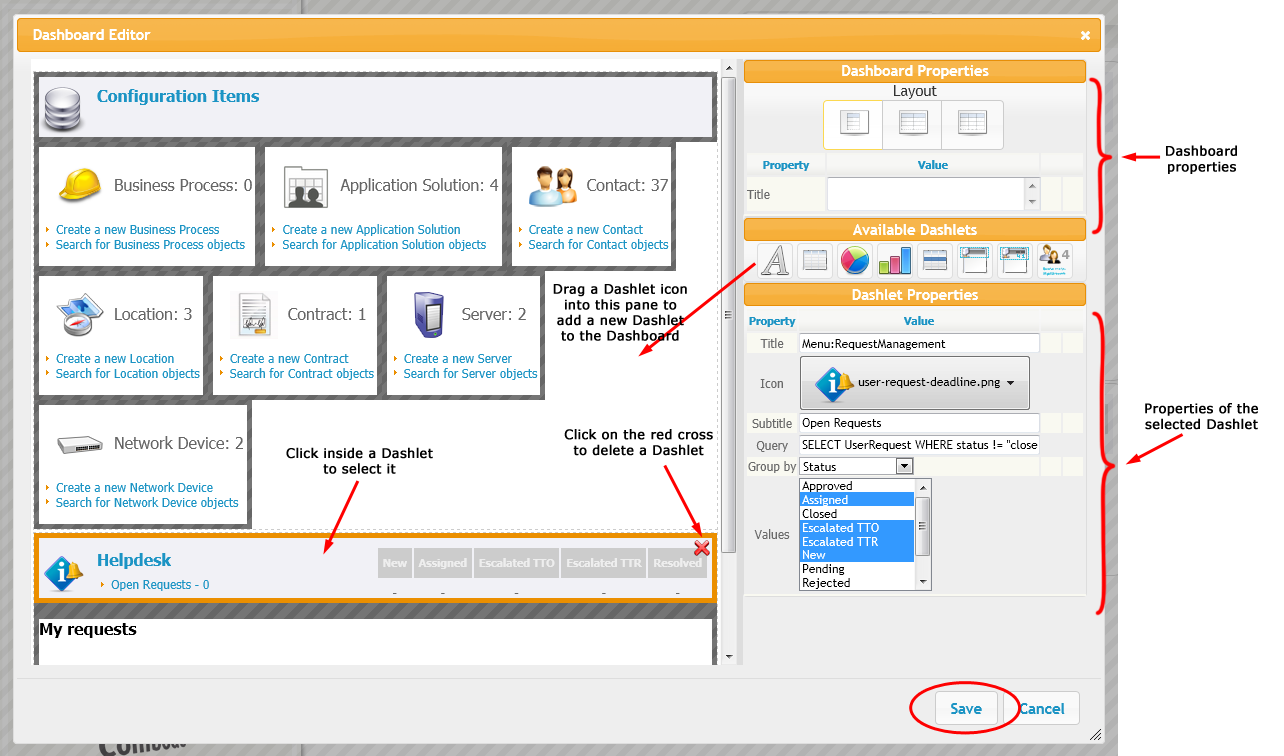 Dashboard editor dialog Dashboard editor dialog