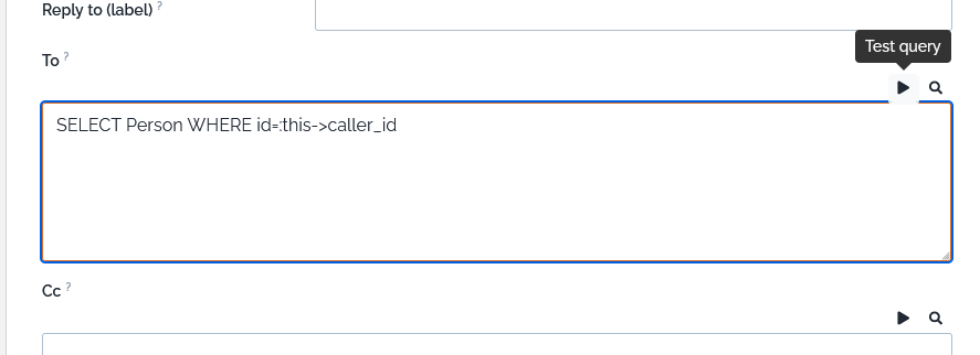 Icon to test a query Icon to test a query