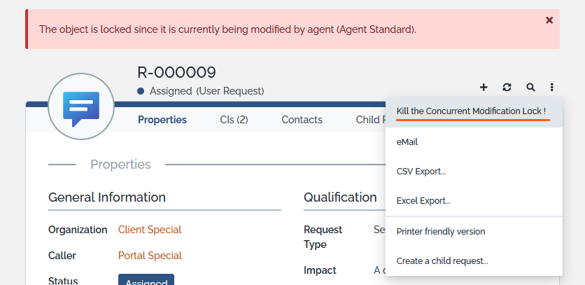 "Kill lock" menu "Kill lock" menu
