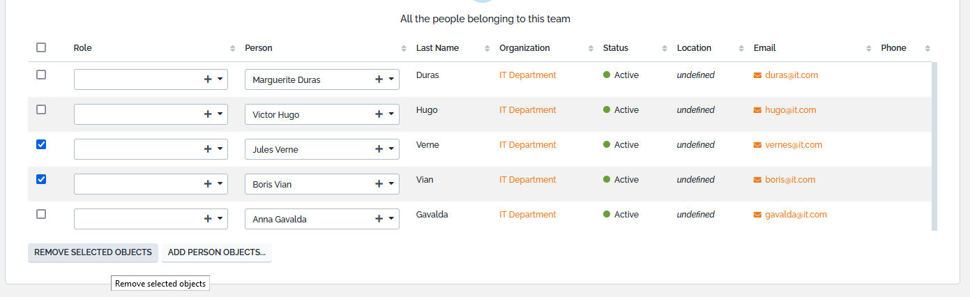 Remove Persons from Team Remove Persons from Team