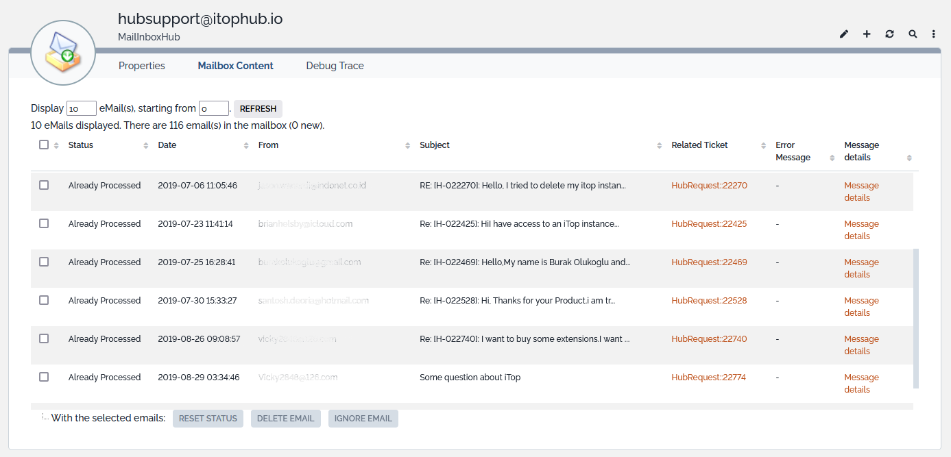 Mailbox Content tab 300 Mailbox Content tab 300