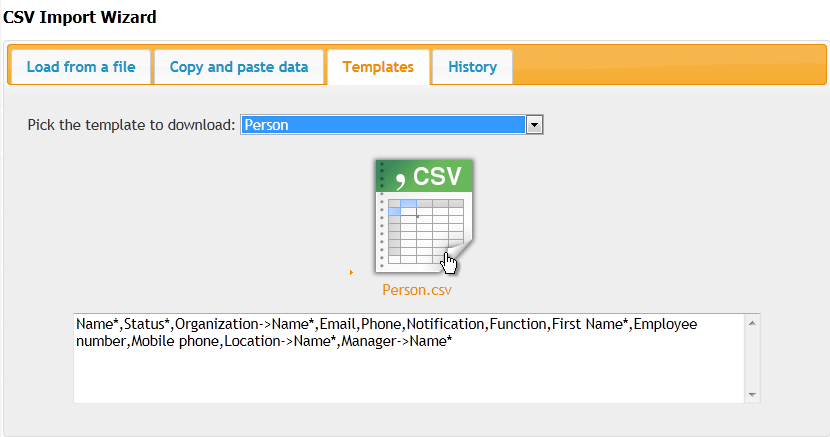 CSV Import Templates CSV Import Templates