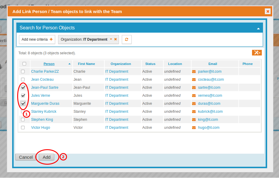Adding Persons to a Team Adding Persons to a Team