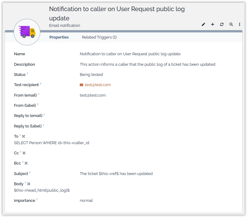 Example of an Email Action Example of an Email Action