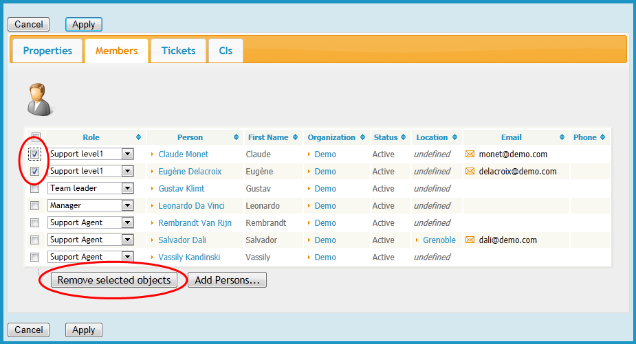 Remove Persons from Team Remove Persons from Team