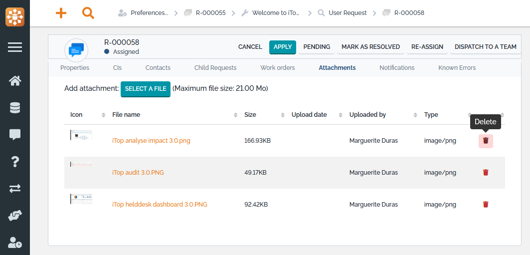 Delete attachment Delete attachment