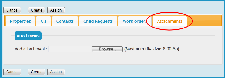 Ticket Attachments tab Ticket Attachments tab